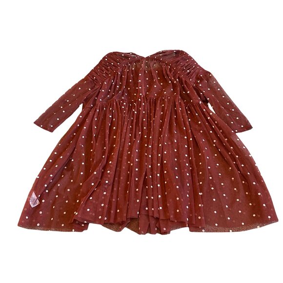 Free People Rust Orange Polka Dot Babydoll Top Sheer Chiffon Size Small Women's - Picture 7 of 11